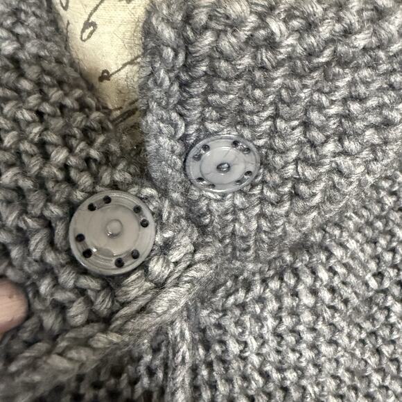 Elsamanda Belted Batwing Cardigan Size S Gray Alpaca Wool Blend Chunky Sweater - Picture 6 of 11